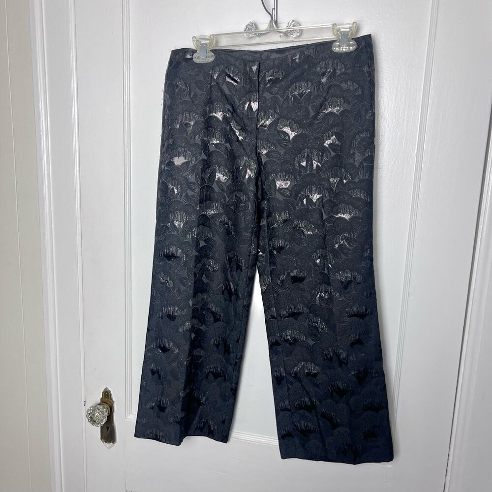 Trina Turk Black Brocade Jacquard Pants Size 4 Silk Lined Cocktail Evening